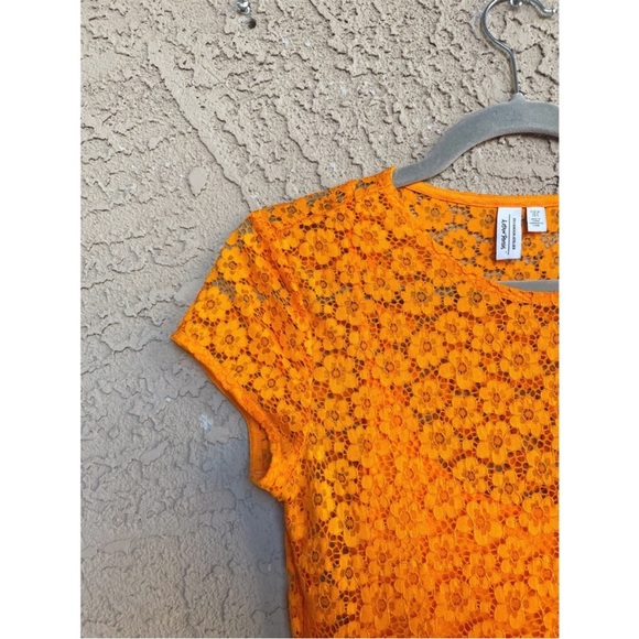 & OTHER STORIES Orange Floral Lace Asymmetrical Midi Dress - Picture 3 of 6